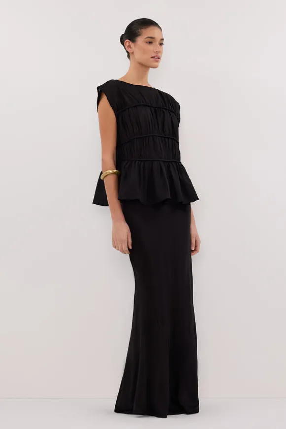 CHARLI BLACK SATIN MAXI SKIRT