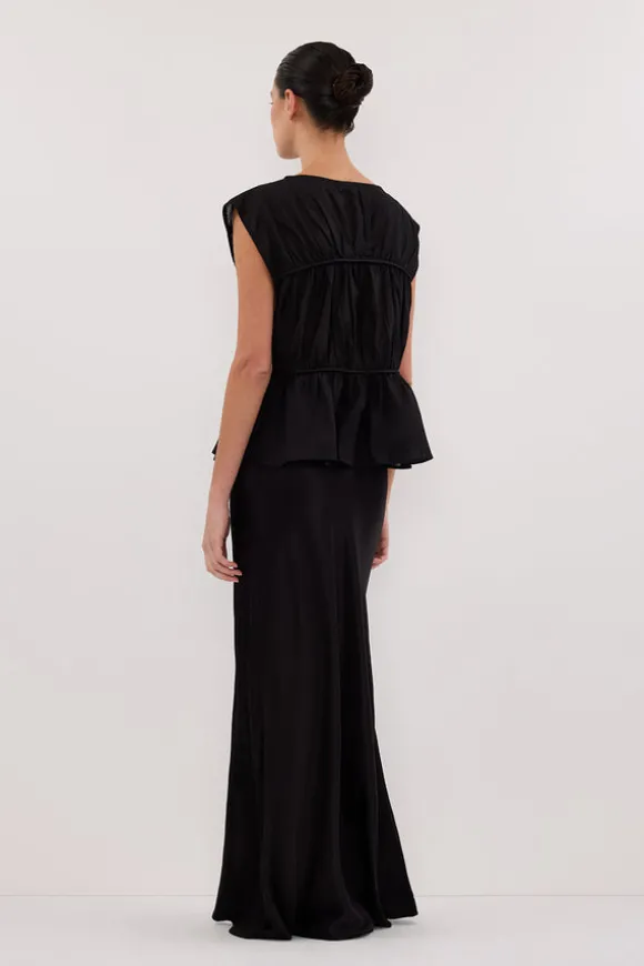 CHARLI BLACK SATIN MAXI SKIRT