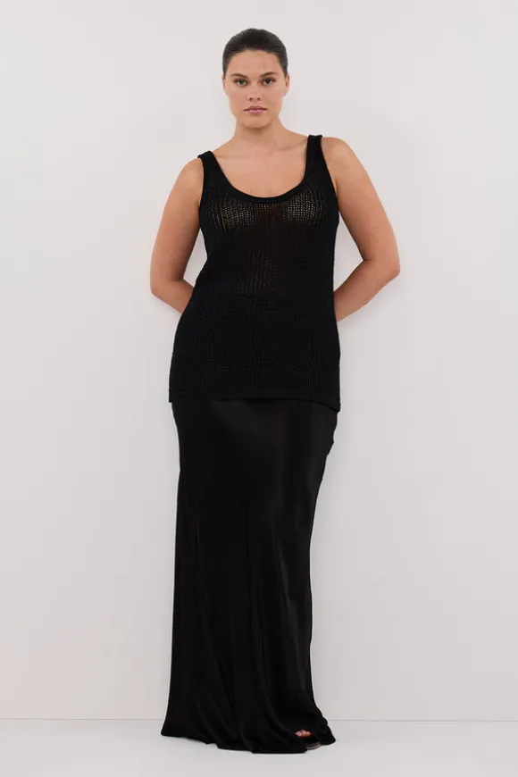 CHARLI BLACK SATIN MAXI SKIRT