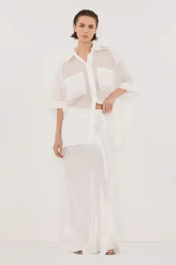 CHARLI WHITE SATIN MAXI SKIRT