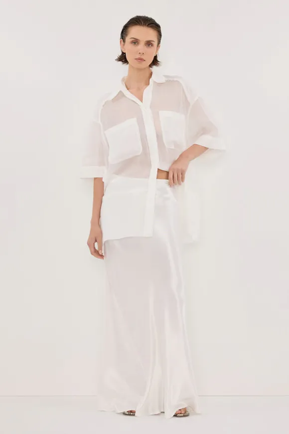 CHARLI WHITE SATIN MAXI SKIRT