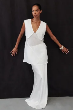 CHARLI WHITE SATIN MAXI SKIRT