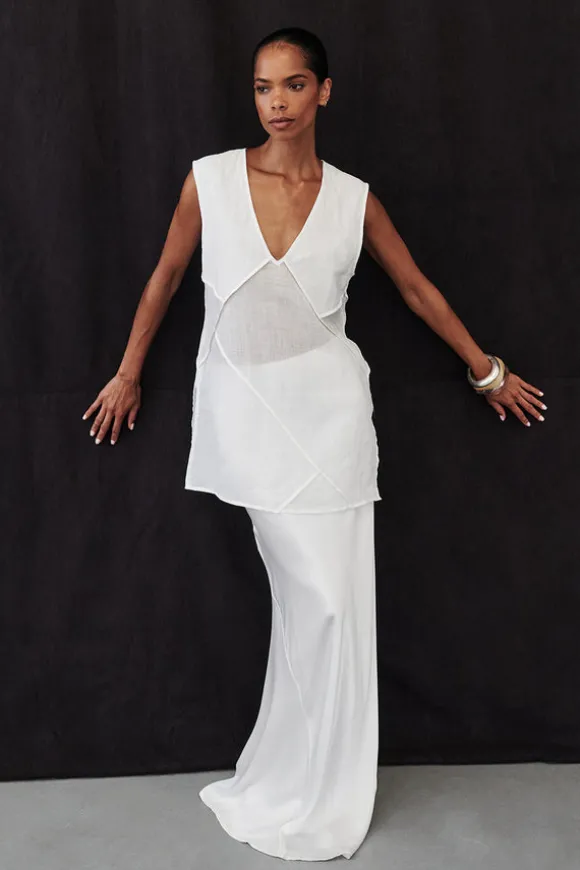 CHARLI WHITE SATIN MAXI SKIRT