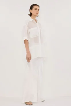CHARLI WHITE SATIN MAXI SKIRT