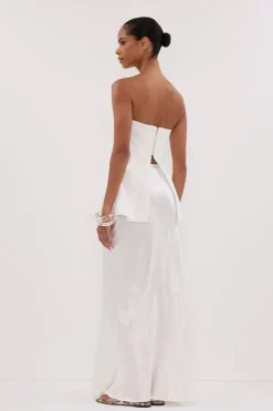 CHARLI WHITE SATIN MAXI SKIRT