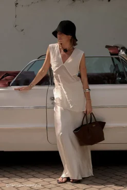 CHARLI WHITE SATIN MAXI SKIRT