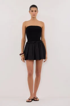COCO BLACK STRAPLESS HYBRID MINI DRESS