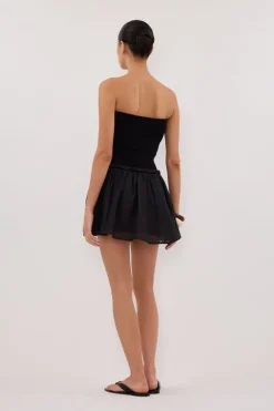 COCO BLACK STRAPLESS HYBRID MINI DRESS