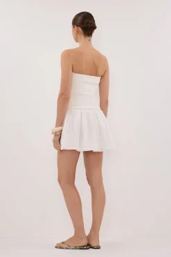 COCO WHITE STRAPLESS HYBRID MINI DRESS