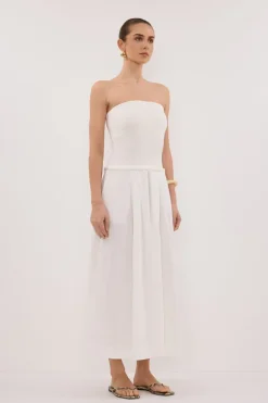 COCO WHITE STRAPLESS HYRBID MIDI DRESS