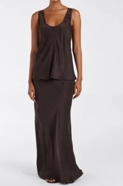 COLETTE BITTER CHOC SILK SKIRT