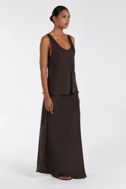 COLETTE BITTER CHOC SILK SKIRT