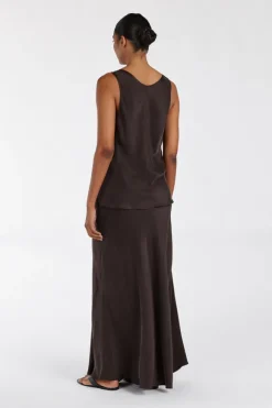 COLETTE BITTER CHOC SILK SKIRT