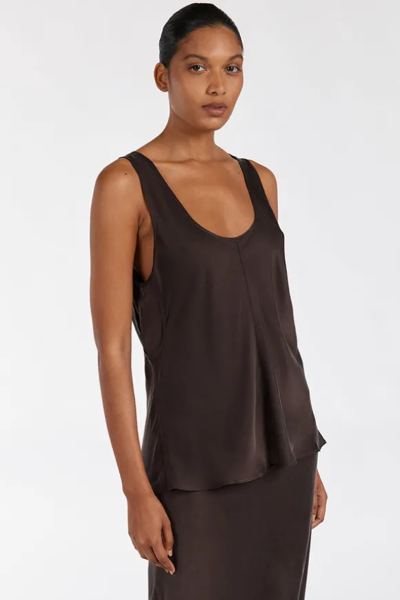 COLETTE BITTER CHOC SILK CAMI TOP