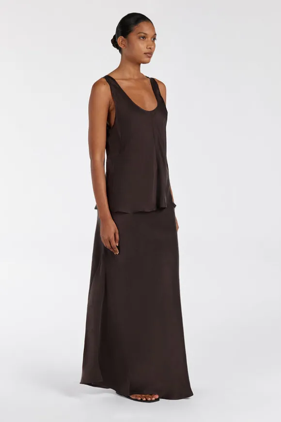 COLETTE BITTER CHOC SILK CAMI TOP