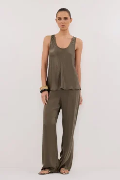 COLETTE OLIVE SILK CAMI TOP