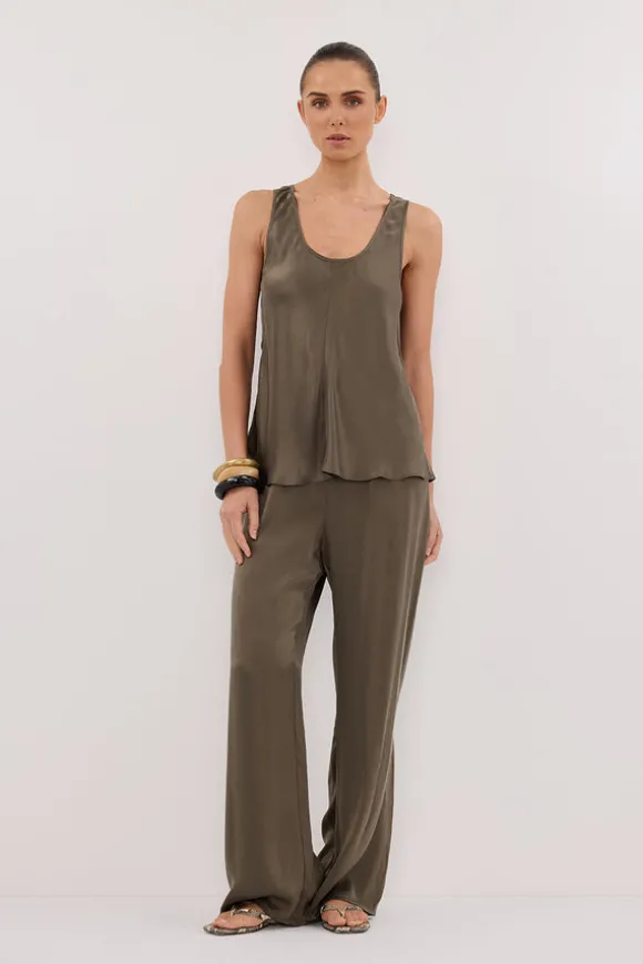COLETTE OLIVE SILK CAMI TOP