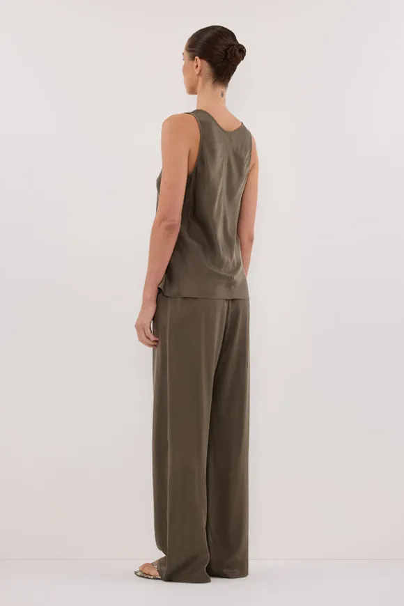 COLETTE OLIVE SILK CAMI TOP