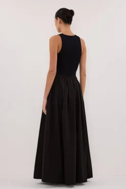 CONAGH BLACK POPLIN MIDI SKIRT