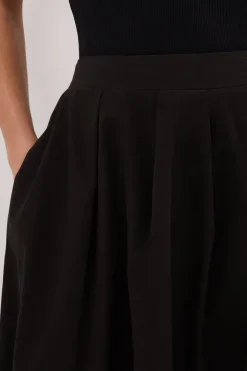 CONAGH BLACK POPLIN MIDI SKIRT