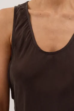 DARCY BITTER CHOC SILK MAXI DRESS