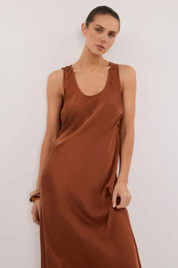 DARCY RUST SILK MAXI DRESS