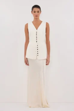 DEMI CREAM LONGLINE VEST