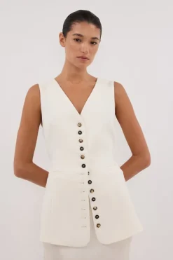 DEMI CREAM LONGLINE VEST
