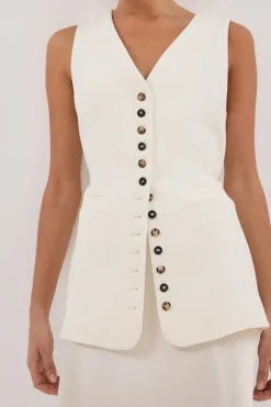 DEMI CREAM LONGLINE VEST