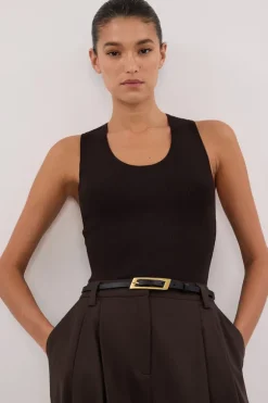 DEVIN BITTER CHOC RACER KNIT TANK