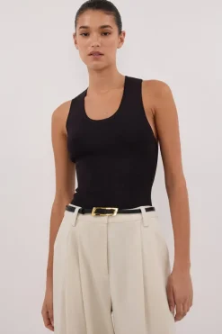 DEVIN WASHED BLACK RACER KNIT TANK