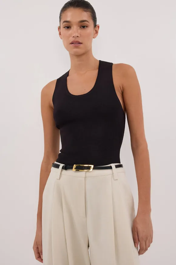 DEVIN WASHED BLACK RACER KNIT TANK