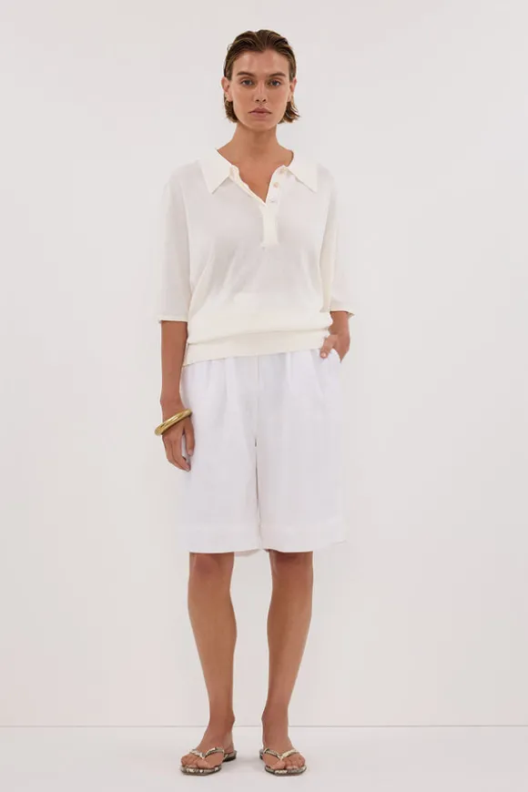 ELI CREAM POLO KNIT TOP