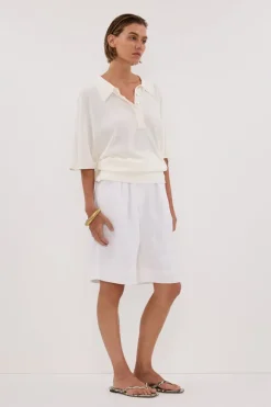 ELI CREAM POLO KNIT TOP