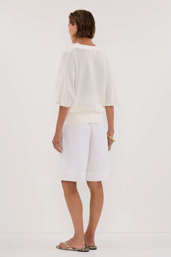 ELI CREAM POLO KNIT TOP