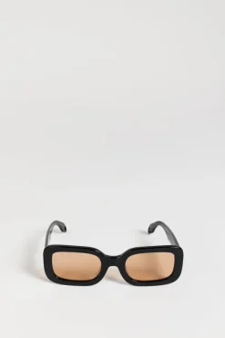 ELISA JOHNSON LEXI GLOSS BLACK LIGHT BROWN LENS SUNGLASSES