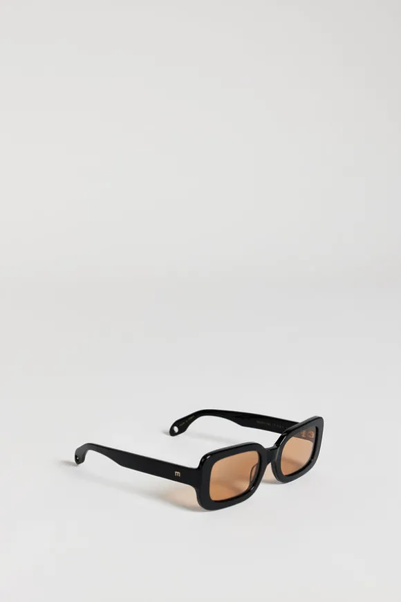 ELISA JOHNSON LEXI GLOSS BLACK LIGHT BROWN LENS SUNGLASSES