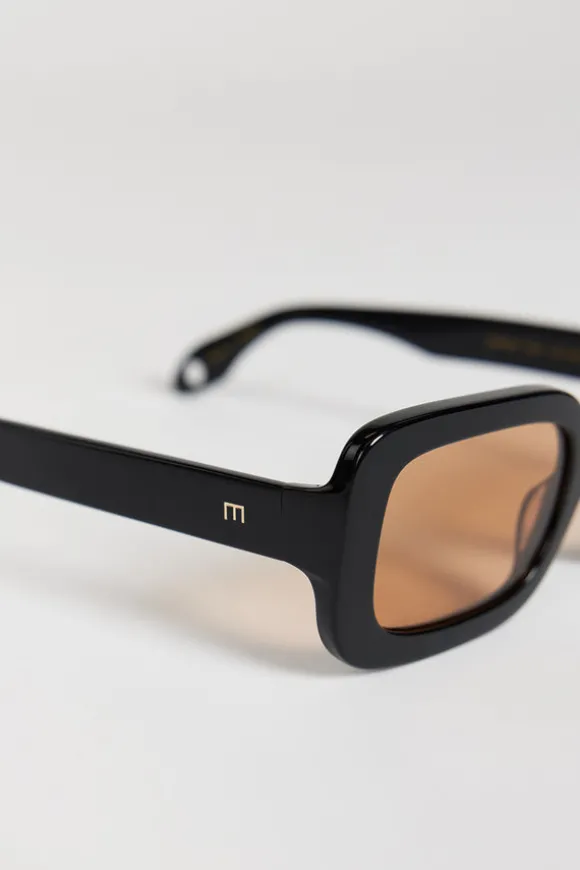 ELISA JOHNSON LEXI GLOSS BLACK LIGHT BROWN LENS SUNGLASSES