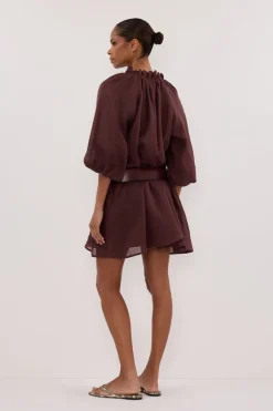 ELLIE WALNUT RAMIE SMOCK DRESS