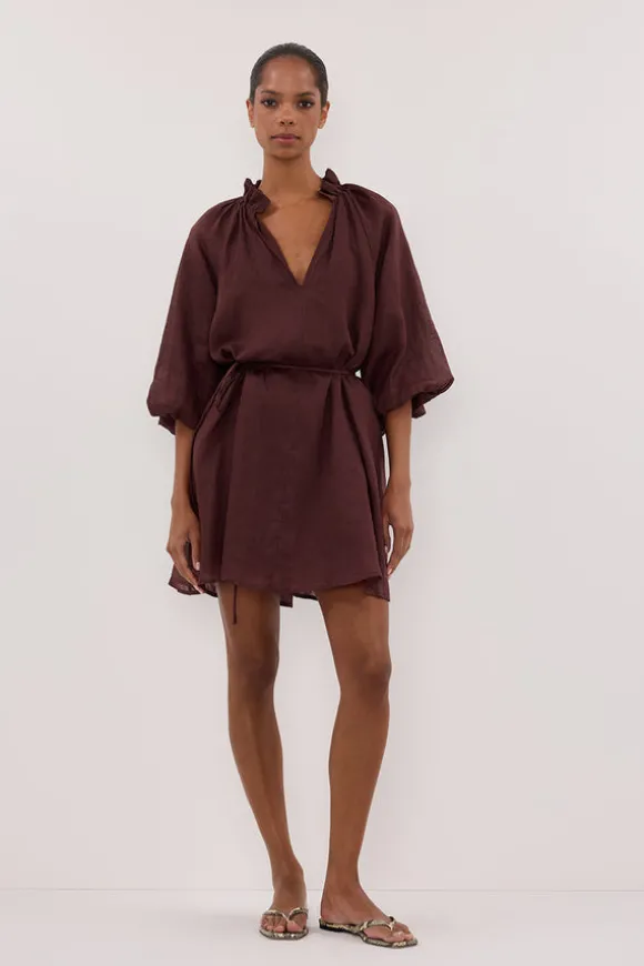 ELLIE WALNUT RAMIE SMOCK DRESS