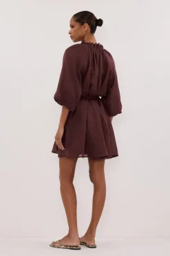 ELLIE WALNUT RAMIE SMOCK DRESS