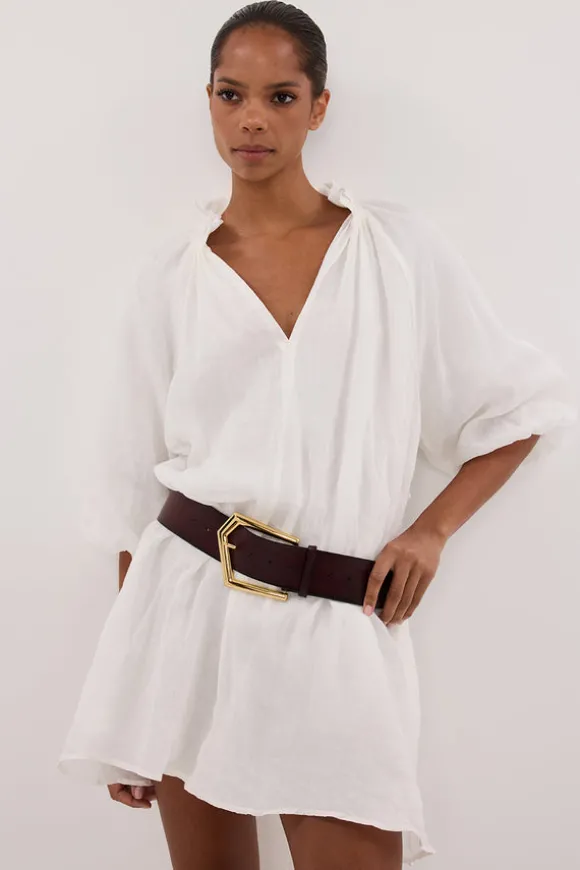 ELLIE WHITE RAMIE SMOCK DRESS