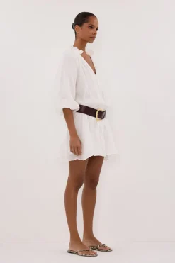 ELLIE WHITE RAMIE SMOCK DRESS