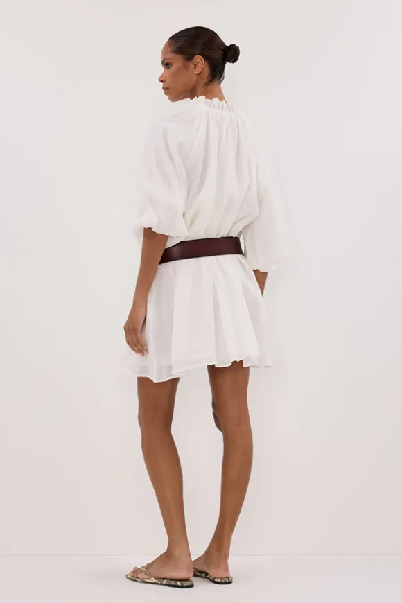 ELLIE WHITE RAMIE SMOCK DRESS