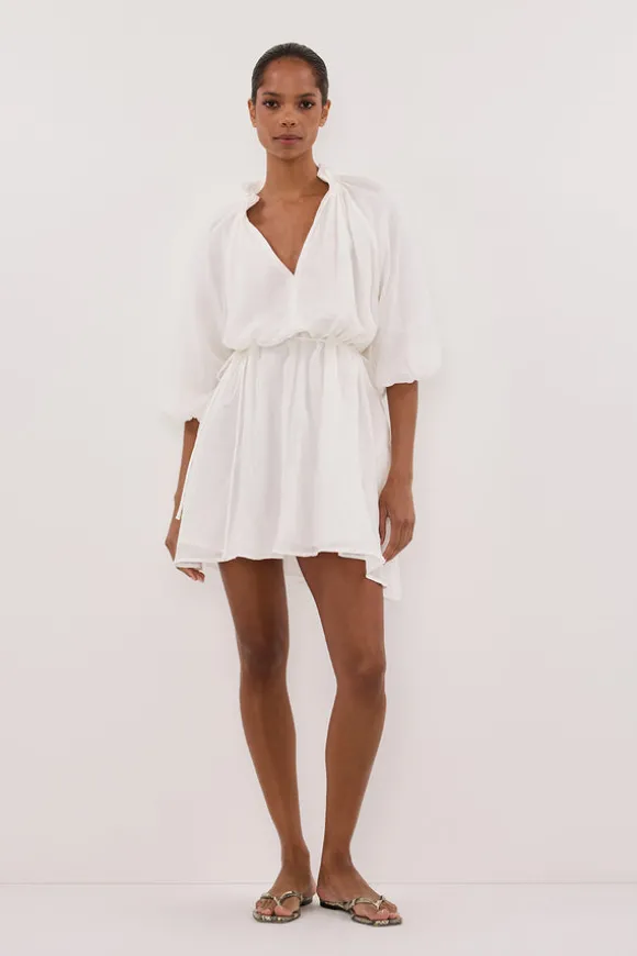 ELLIE WHITE RAMIE SMOCK DRESS