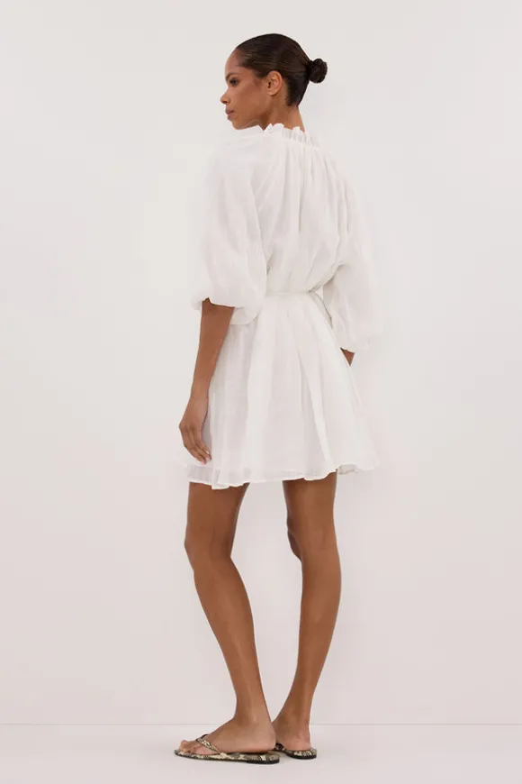 ELLIE WHITE RAMIE SMOCK DRESS