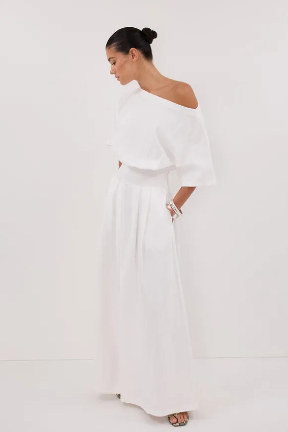 ESME WHITE ASYM MAXI DRESS