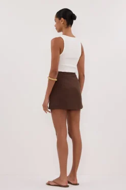 EVA BITTER CHOC LINEN SKORT