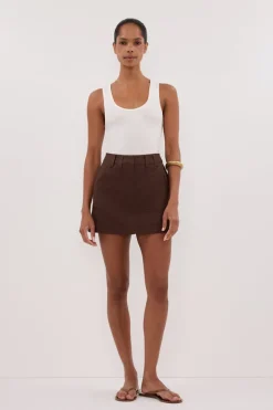 EVA BITTER CHOC LINEN SKORT