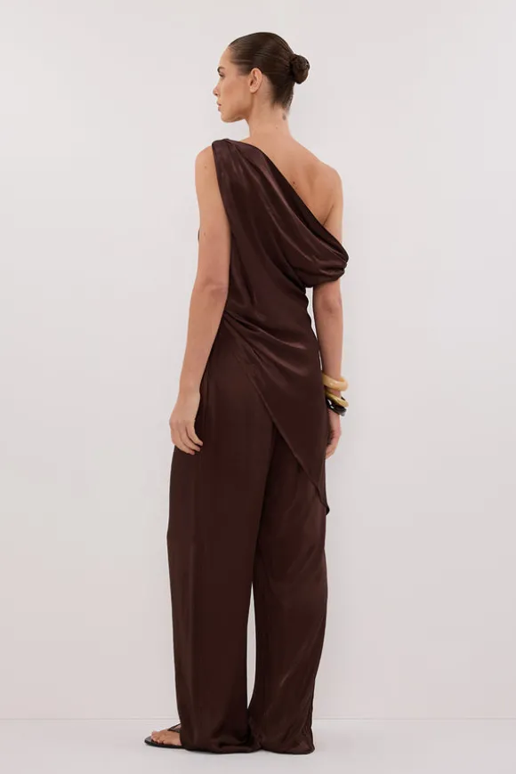 EVE BITTER CHOC ASYM SATIN TOP